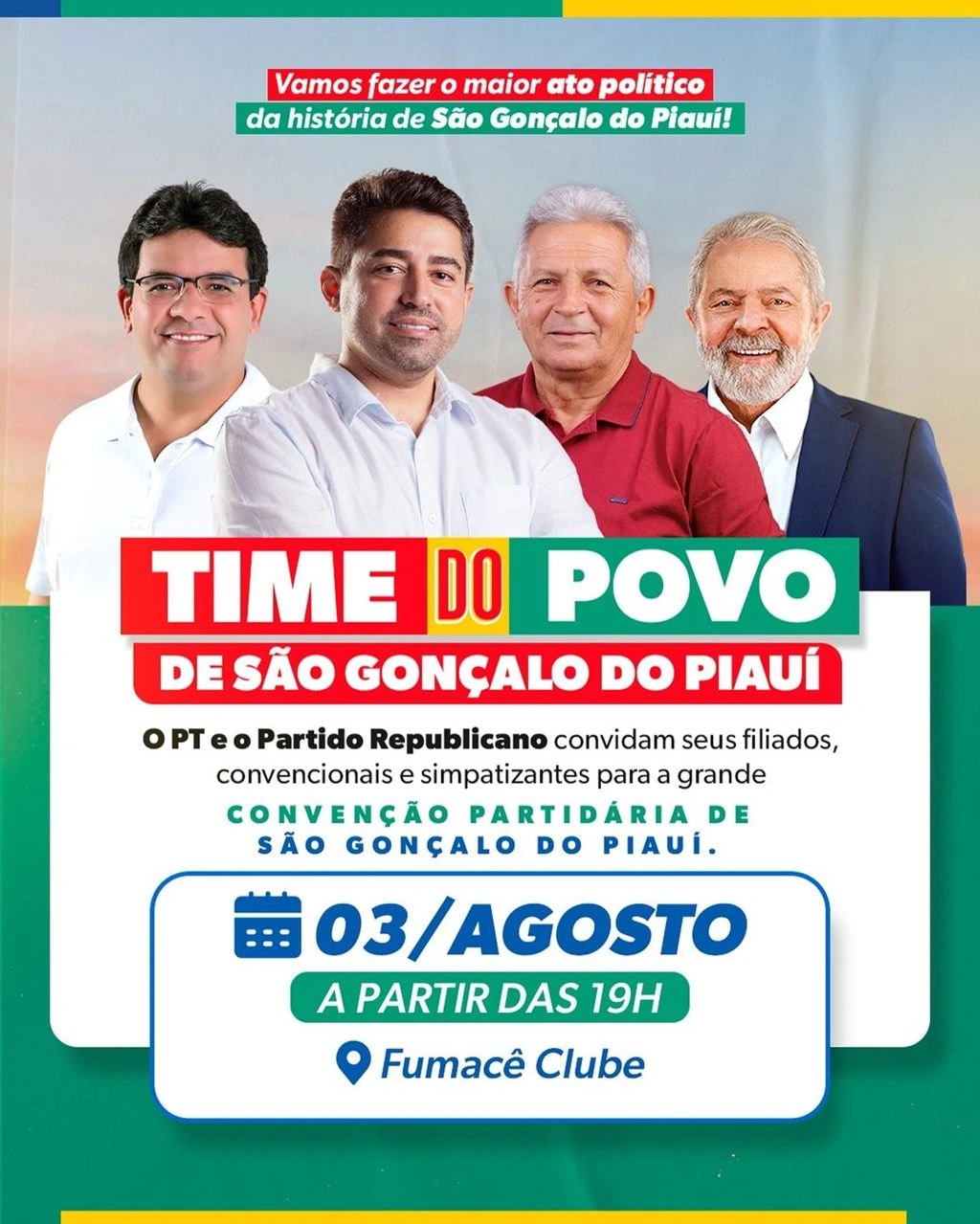 Convenção do PT e Republicanos confirmará pré-candidaturas em São Gonçalo do Piauí