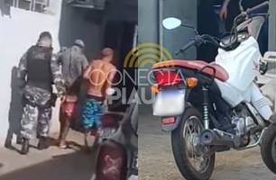 Criminosos perdem controle de moto roubada durante fuga e são presos em Teresina (Foto: Repórter 12/Conecta Piauí) Criminosos perdem controle de moto roubada durante fuga e são presos em Teresina (Foto: Repórter 12/Conecta Piauí)