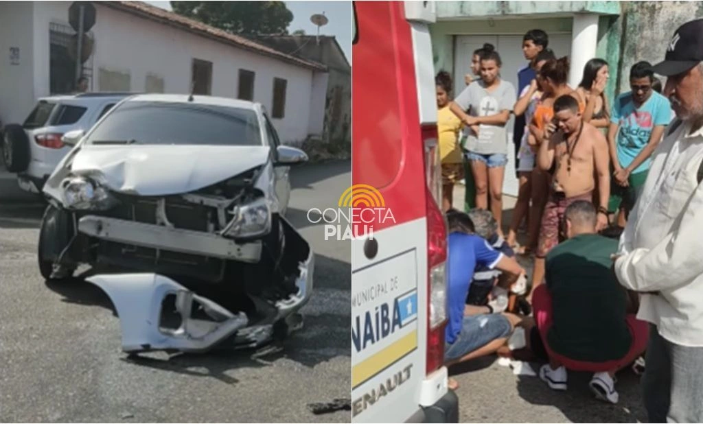 Homem fica em estado grave após acidente entre carro e moto no Piauí