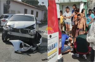 Homem fica em estado grave após acidente entre carro e moto no Piauí (Foto: Reprodução) Homem fica em estado grave após acidente entre carro e moto no Piauí (Foto: Reprodução)