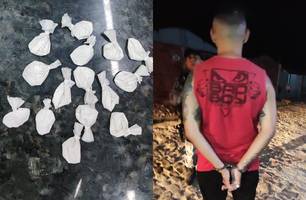 Homem é preso após tentar se livrar de sacolas com cocaínas em Teresina (Foto: Conecta Piauí) Homem é preso após tentar se livrar de sacolas com cocaínas em Teresina (Foto: Conecta Piauí)