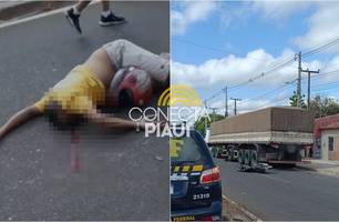 Homem morre em colisão entre moto e carreta (Foto: Reprodução) Homem morre em colisão entre moto e carreta (Foto: Reprodução)
