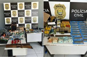 Material apreendido pela polícia (Foto: Reprodução) Material apreendido pela polícia (Foto: Reprodução)