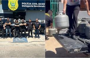Polícia apreende 48 botijões de gás em depósito clandestino em Demerval Lobão (Foto: Reprodução) Polícia apreende 48 botijões de gás em depósito clandestino em Demerval Lobão (Foto: Reprodução)