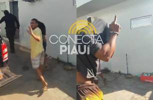 Presos em operação dão 'tchauzinho' e mostram dedo do meio durante prisão em THE (Foto: Repórter 12/Conecta Piauí) Presos em operação dão 'tchauzinho' e mostram dedo do meio durante prisão em THE (Foto: Repórter 12/Conecta Piauí)