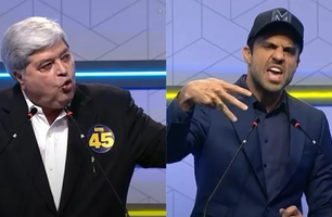 Datena perde controle e parte para cima de  Pablo Marçal durante debate em SP (Foto: Reprodução)