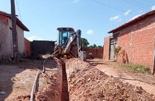Obra de ampliação da rede de distribuição de água em União (Foto: Reprodução) Obra de ampliação da rede de distribuição de água em União (Foto: Reprodução)