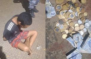 Suspeito é preso ao tentar se livrar de drogas em praça no Centro de Teresina (Foto: Reprodução)