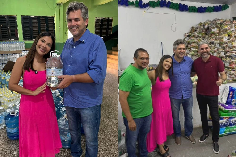 Gyselle Soares doa água e alimentos aos afetados pelas chuvas em Picos