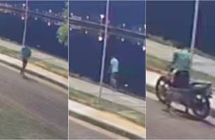 Jovem é flagrado vandalizando luminárias na orla do Açude Grande, em Campo Maior (Foto: Reprodução)