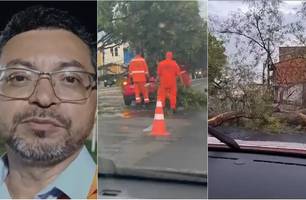 Linha de instabilidade e ventos de 75 km/h provocaram queda de árvores em Teresina (Foto: Reprodução) Linha de instabilidade e ventos de 75 km/h provocaram queda de árvores em Teresina (Foto: Reprodução)