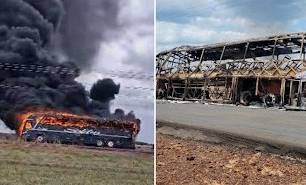 Ônibus da Solitur pega fogo na rodovia MA-034; todos os ocupantes escapam ilesos (Foto: Reprodução)