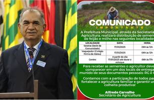 Prefeito de Pau D'Arco do Piauí anuncia distribuição de sementes para agricultores (Foto: Reprodução) Prefeito de Pau D'Arco do Piauí anuncia distribuição de sementes para agricultores (Foto: Reprodução)