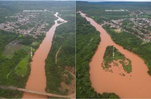 Rio Parnaíba enche com as chuvas em Ribeiro Gonçalves e impressiona moradores (Foto: Arnalson) Rio Parnaíba enche com as chuvas em Ribeiro Gonçalves e impressiona moradores (Foto: Arnalson)