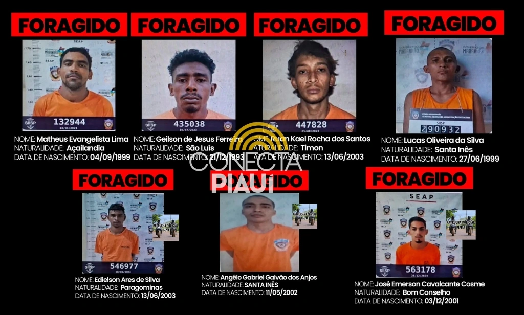 Sete detentos fogem de presídio em Santa Inês, no Maranhão