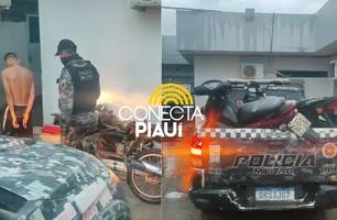 Suspeito de roubar motocicletas é preso na zona Sul de Teresina; comparsa fugiu (Foto: Repórter 12/Conecta Piauí) Suspeito de roubar motocicletas é preso na zona Sul de Teresina; comparsa fugiu (Foto: Repórter 12/Conecta Piauí)