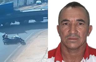 Vídeo mostra momento que caminhão avança preferencial e motociclista é atropelado, em RR (Foto: Reprodução)