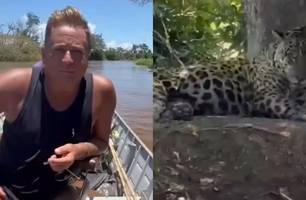 Cantor Leonardo fica cara a cara com onça-pintada em pantanal (Foto: Reprodução) Cantor Leonardo fica cara a cara com onça-pintada em pantanal (Foto: Reprodução)