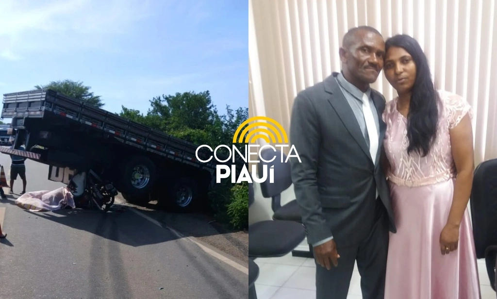 Casal morre em acidente envolvendo moto, viatura e caminhão no Piauí