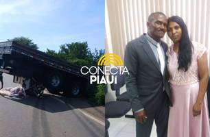 Casal morre em acidente envolvendo moto, viatura e caminhão no Piauí (Foto: Reprodução)