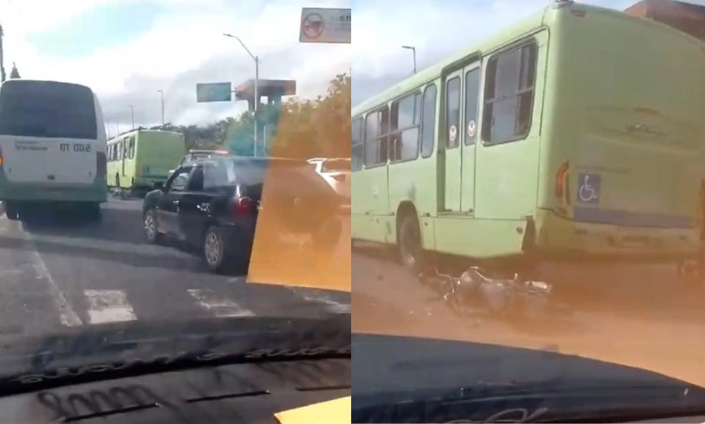 Colisão entre ônibus e moto causa congestionamento na av. Maranhão, em Teresina