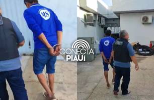 Homem é preso ao tentar registrar Boletim de Ocorrência em Teresina (Foto: Repórter 12/Conecta Piauí) Homem é preso ao tentar registrar Boletim de Ocorrência em Teresina (Foto: Repórter 12/Conecta Piauí)