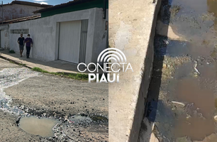 Moradores do Bairro São Pedro Reclama de Buraco com Vazamento de Esgoto em Teresina (Foto: Conecta Piauí) Moradores do Bairro São Pedro Reclama de Buraco com Vazamento de Esgoto em Teresina (Foto: Conecta Piauí)