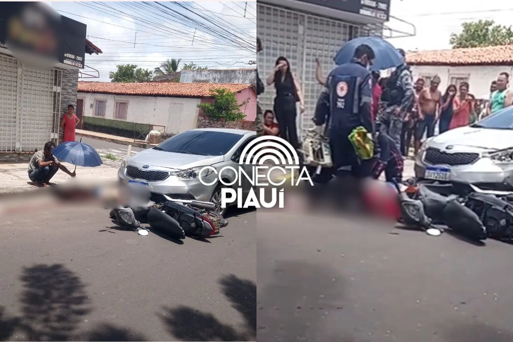 Mulher morre e duas jovens ficam feridas em colisão entre moto e carro em Teresina