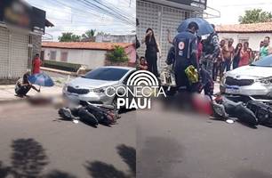 Mulher morre e duas jovens ficam feridas em colisão entre moto e carro em Teresina (Foto: Reprodução/Whatsapp)