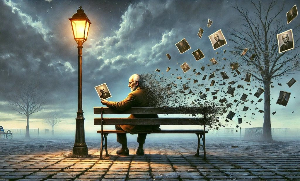 Pessoa com Alzheimer esquecendo suas memórias