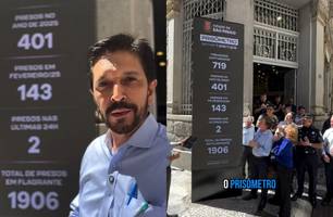 Prefeito de São Paulo inaugura o 'Prisômetro', painel que exibe números de prisões (Foto: Reprodução)