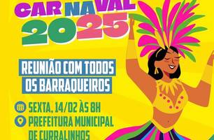 Prefeitura de Curralinhos convoca barraqueiros para reunião sobre o Carnaval 2025 (Foto: Divulgação) Prefeitura de Curralinhos convoca barraqueiros para reunião sobre o Carnaval 2025 (Foto: Divulgação)