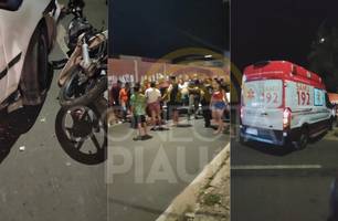 Acidente entre carro e motocicleta deixa entregador de delivery ferido em Teresina (Foto: Repórter 12/Conecta Piauí) Acidente entre carro e motocicleta deixa entregador de delivery ferido em Teresina (Foto: Repórter 12/Conecta Piauí)