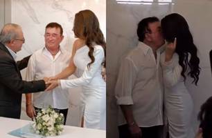 Amado Batista oficializa casamento com Calita Franciele, 50 anos mais nova (Foto: Reprodução) Amado Batista oficializa casamento com Calita Franciele, 50 anos mais nova (Foto: Reprodução)