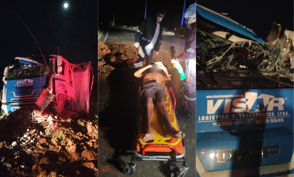 Caminhão sai da pista e deixa motorista ferido na BR-316, em Teresina