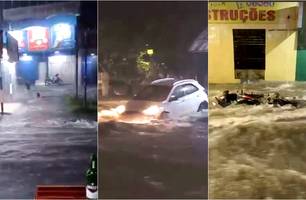 Chuva forte arrasta carros, motos e quase leva criança em Teresina (Foto: Reprodução)