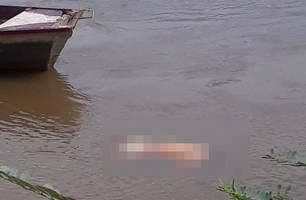 Corpo é encontrado encalhado em banco de areia de rio em Parnaíba (Foto: Reprodução)