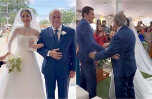 Cristina do Firmino entra com Silvio Mendes no seu casamento em Teresina (Foto: Reprodução) Cristina do Firmino entra com Silvio Mendes no seu casamento em Teresina (Foto: Reprodução)