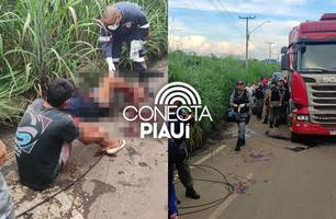 Dupla assalta professores e colide com caminhão durante fuga na BR-316 em Teresina (Foto: Repórter 12/Conecta Piauí) Dupla assalta professores e colide com caminhão durante fuga na BR-316 em Teresina (Foto: Repórter 12/Conecta Piauí)