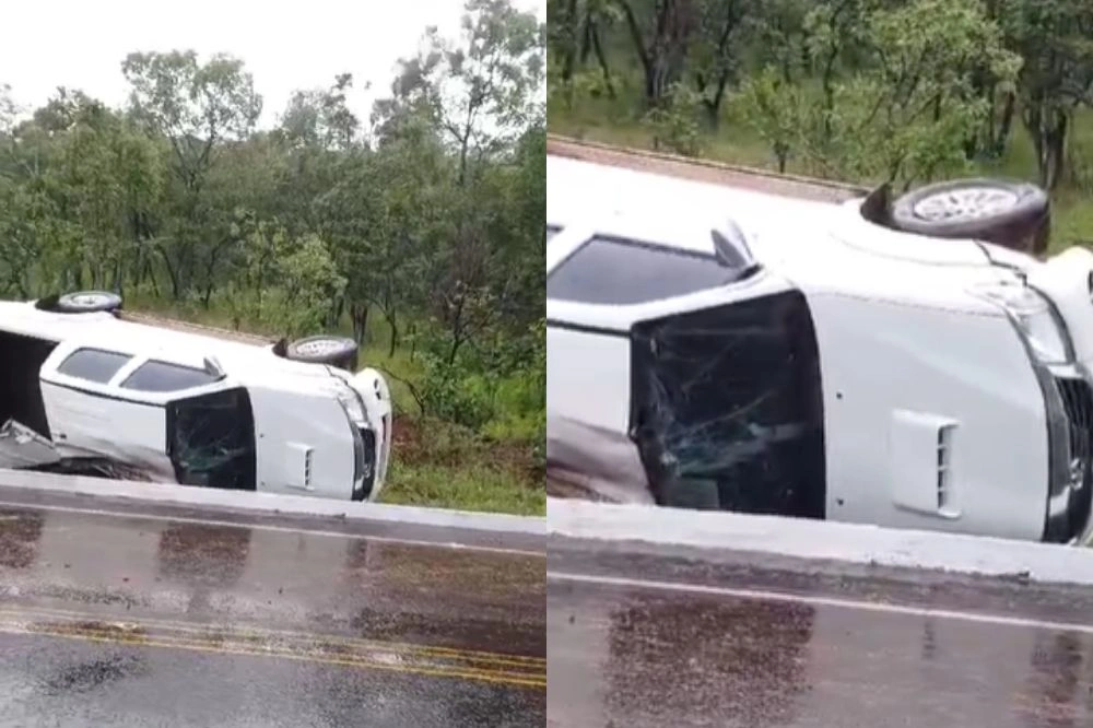 Homem fica ferido após perder controle de caminhonete e capotar perto de Barras