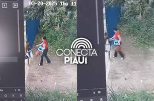 Professora é atacada na porta de escola por homem com seringa em Teresina (Foto: Reprodução) Professora é atacada na porta de escola por homem com seringa em Teresina (Foto: Reprodução)