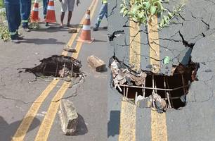 Cratera se abre em ponte na PI-214 e compromete tráfego em Morro do Chapéu (Foto: Reprodução)