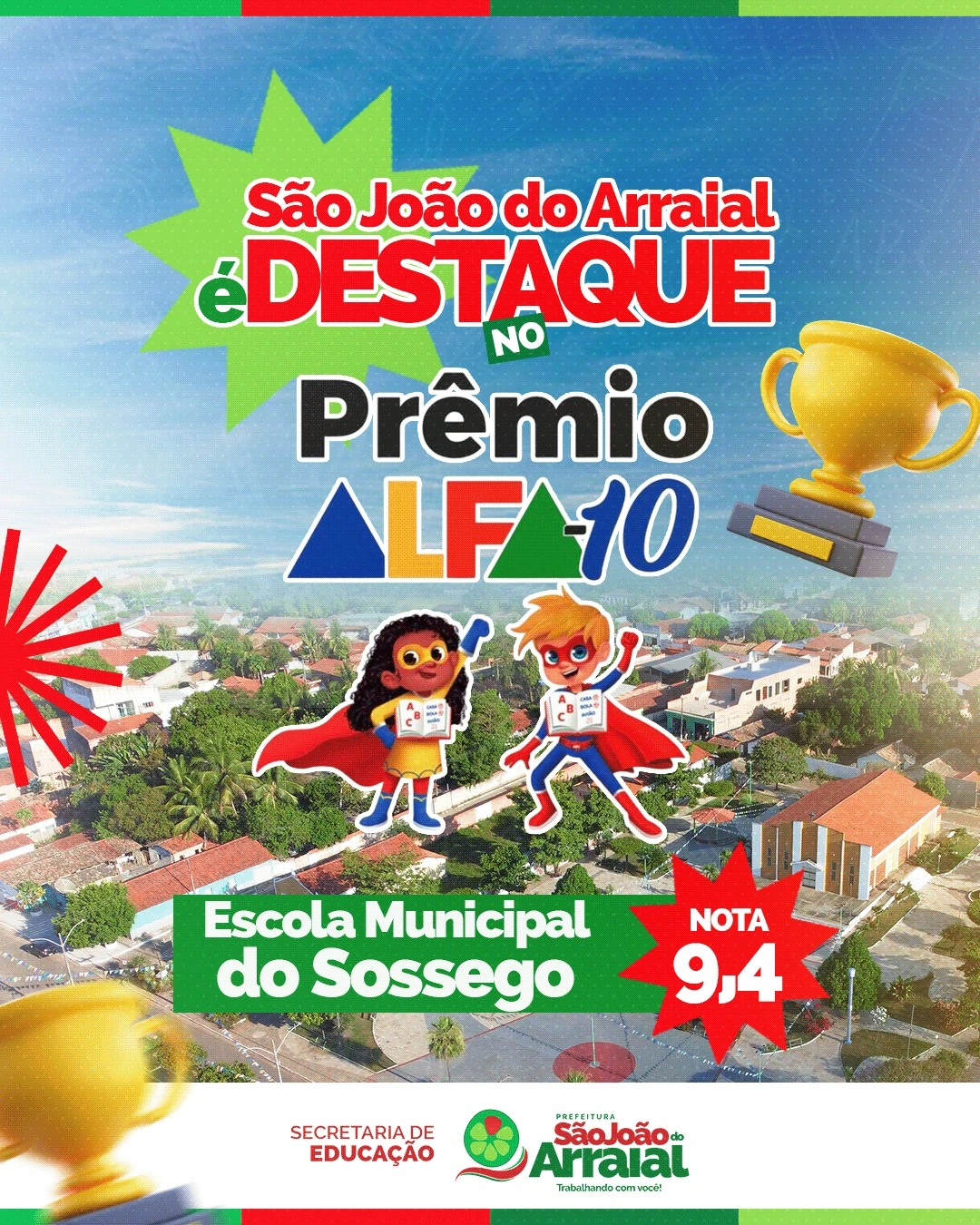 Escola do Sossego, em São João do Arraial se destaca no Prêmio Alfa 10