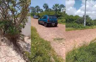 Estrada em Parnaíba corre risco de desaparecer por causa de erosão (Foto: Reprodução) Estrada em Parnaíba corre risco de desaparecer por causa de erosão (Foto: Reprodução)