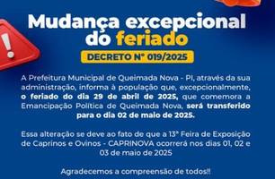 Feriado do aniversário de Queimada Nova é transferido para o dia 2 de maio (Foto: Reprodução) Feriado do aniversário de Queimada Nova é transferido para o dia 2 de maio (Foto: Reprodução)