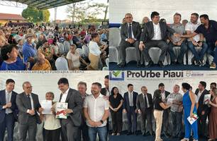 Governador Rafael Fonteles entrega registros de imóveis no Parque Piauí (Foto: Conecta Piauí) Governador Rafael Fonteles entrega registros de imóveis no Parque Piauí (Foto: Conecta Piauí)