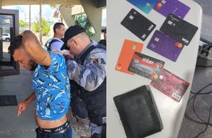 Homem com mandado em aberto é preso com cartões de crédito roubados em Campo Maior (Foto: Divulgação/PM) Homem com mandado em aberto é preso com cartões de crédito roubados em Campo Maior (Foto: Divulgação/PM)