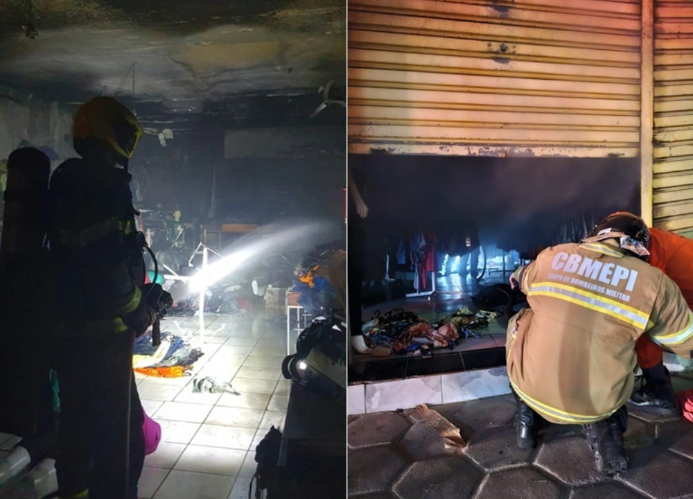 Incêndio atinge loja de roupas e mobiliza Corpo de Bombeiros em Parnaíba