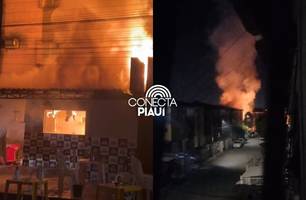 Incêndio de grandes proporções atinge restaurante 'Manda Brasa' em Teresina (Foto: Reprodução)