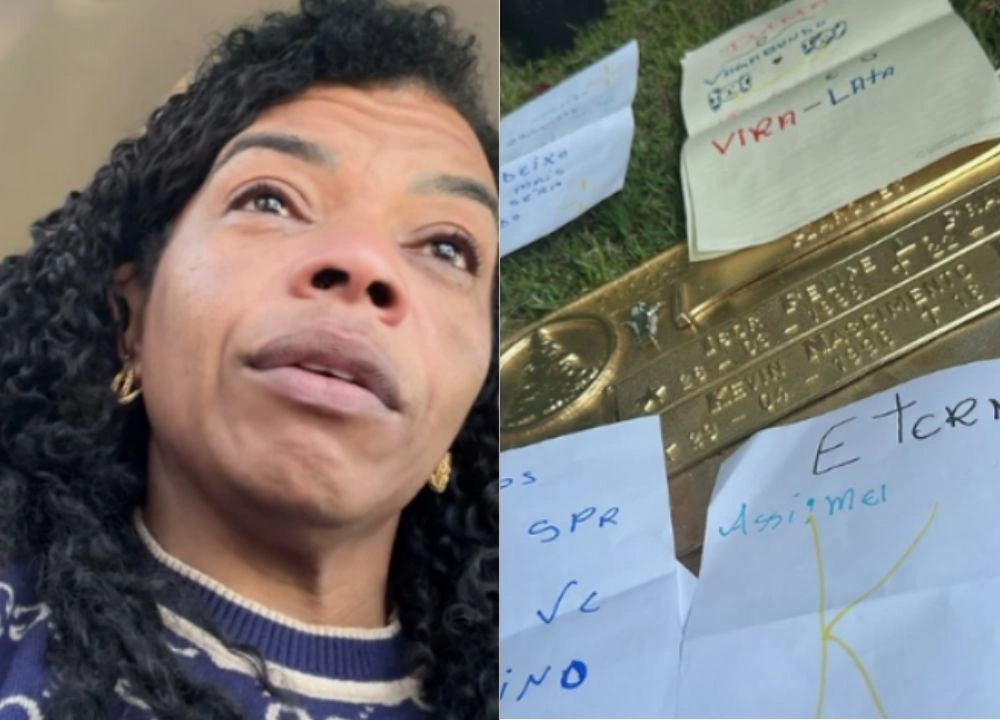 Mãe de MC Kevin visita túmulo e desabafa: 'Dá vontade de cavar até o caixão'